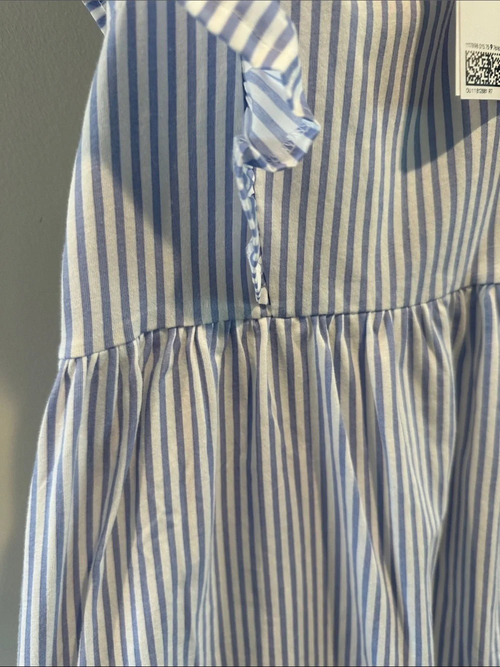H&M 5T/6 Flutter Sleeve Light Blue & White Stripe Cotton Dress